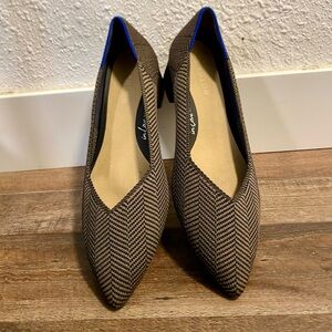 Rothy's the high point Herringbone Heels with Blue Accents, 10